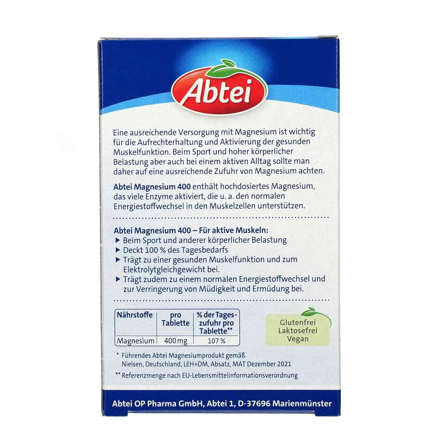 Abtei Magnesium 400, hochdosiert, 30 Tabletten 2