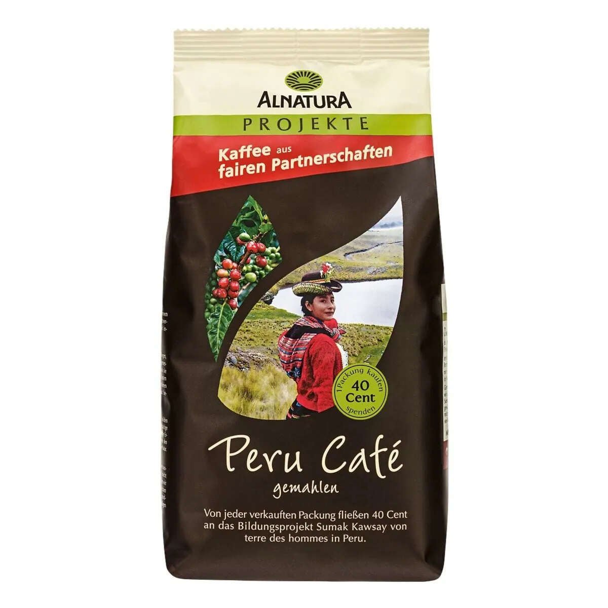 Alnatura Kaffee Peru Café, 500 g, gemahlen, Bio-Qualität, fein-würziger Geschmack, soziale Verantwortung