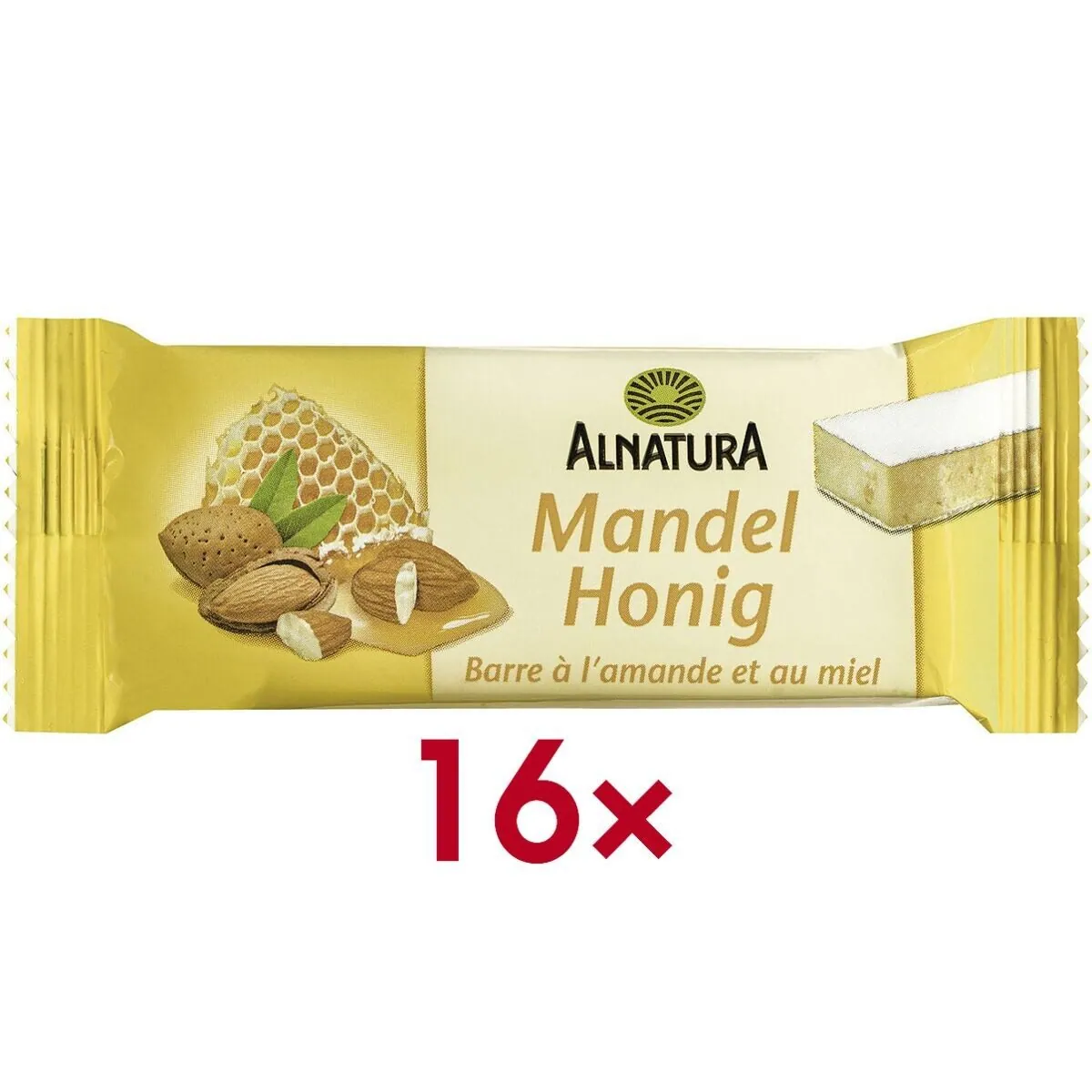 Alnatura Riegel Mandel-Honig, 16 Riegel, aus 51% Mandeln, 31% Honig, einzeln verpackt