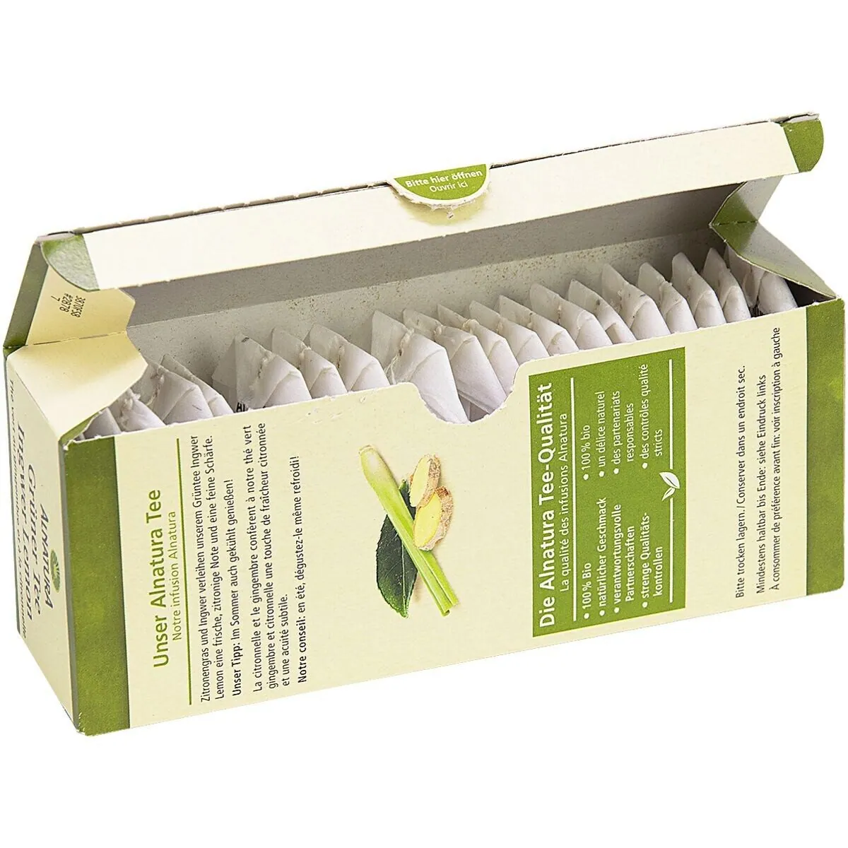 Alnatura Ingwer-Lemon Tee, aromatisierter Grüntee, 20 Aufgussbeutel — erfrischend, vegan, ideal für warme und kalte Zubereitung 4