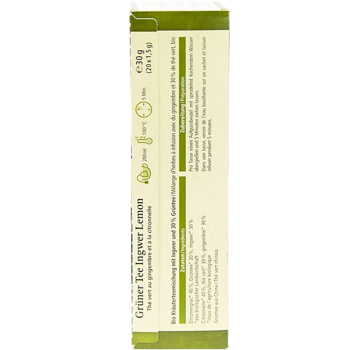 Alnatura Ingwer-Lemon Tee, aromatisierter Grüntee, 20 Aufgussbeutel — erfrischend, vegan, ideal für warme und kalte Zubereitung 5