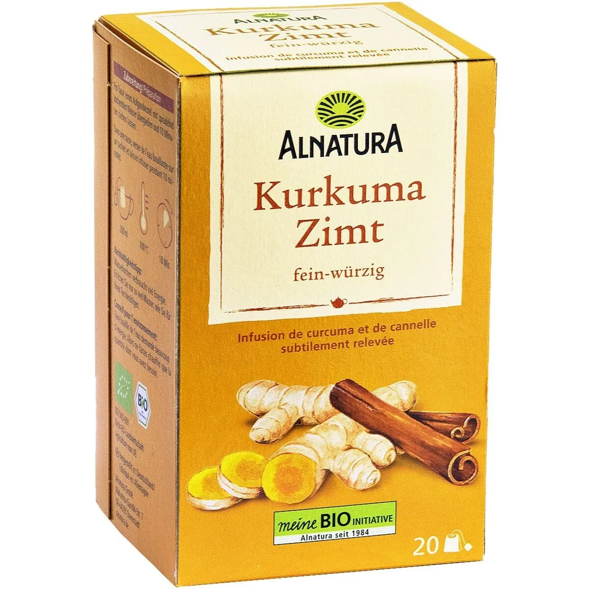 Alnatura Kurkuma-Zimt-Tee, Bio Gewürz-Kräutertee, 20 Aufgussbeutel