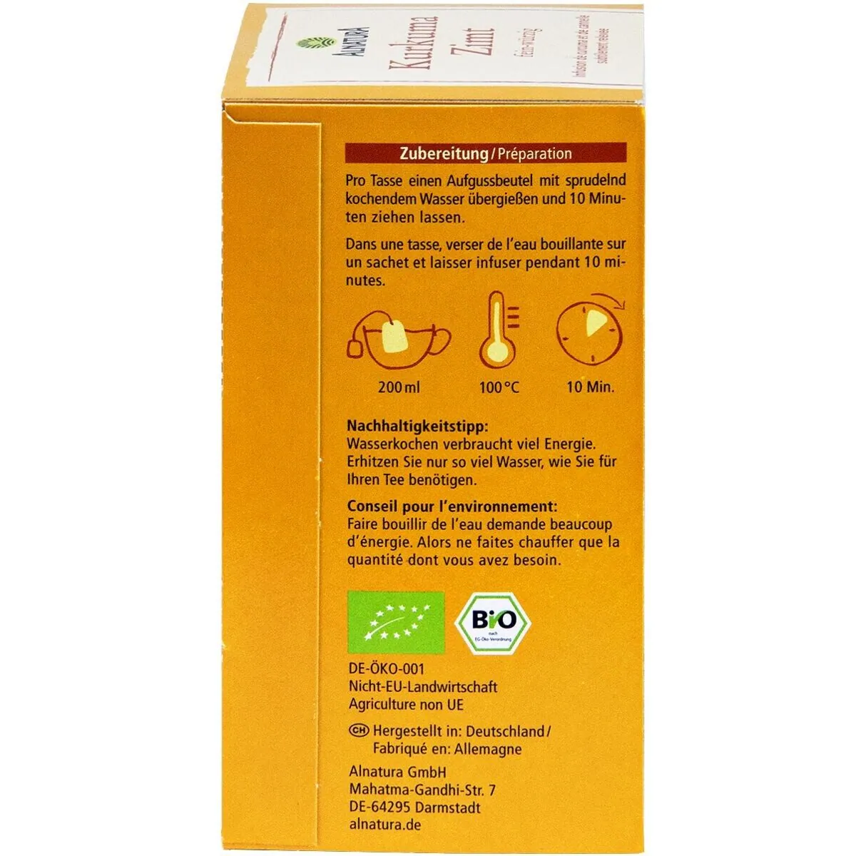 Alnatura Kurkuma-Zimt-Tee, Bio Gewürz-Kräutertee, 20 Aufgussbeutel 3