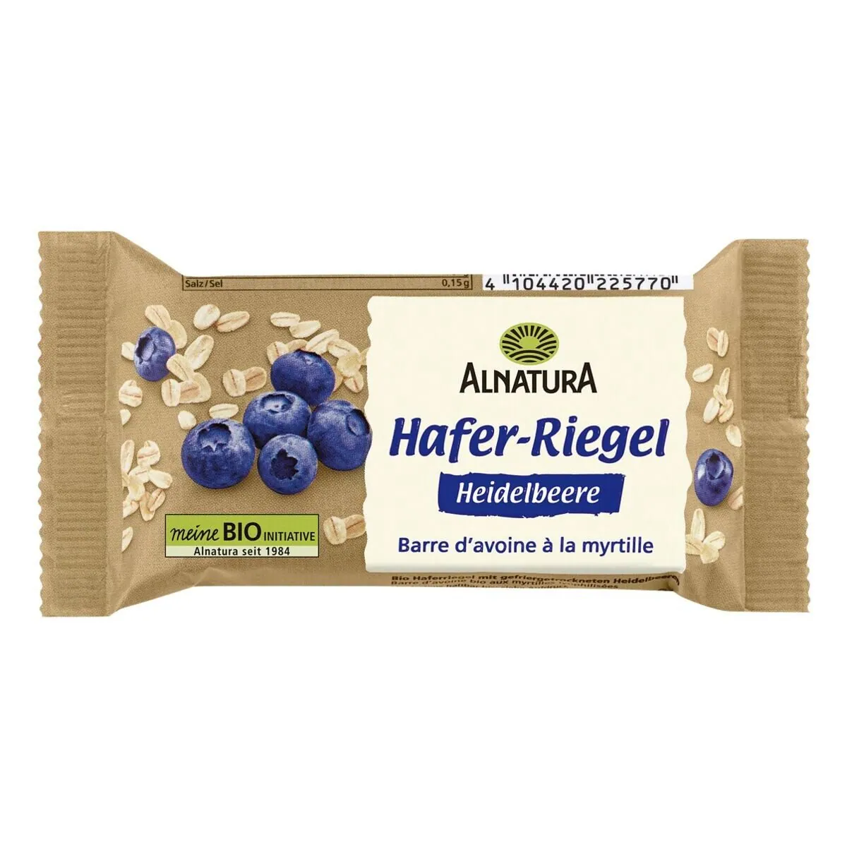 Alnatura Hafer-Riegel Heidelbeere, vegan, gesunde Snacks für unterwegs — 60 g