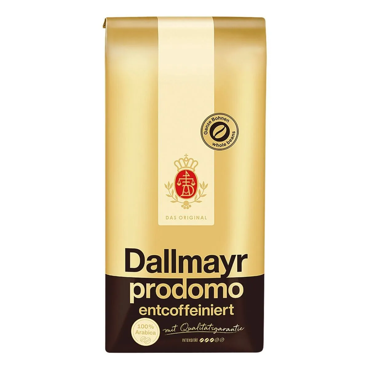 Dallmayr Prodomo Entcoffeiniert, 500 g ganze Bohnen, aromatisch und schonend geröstet