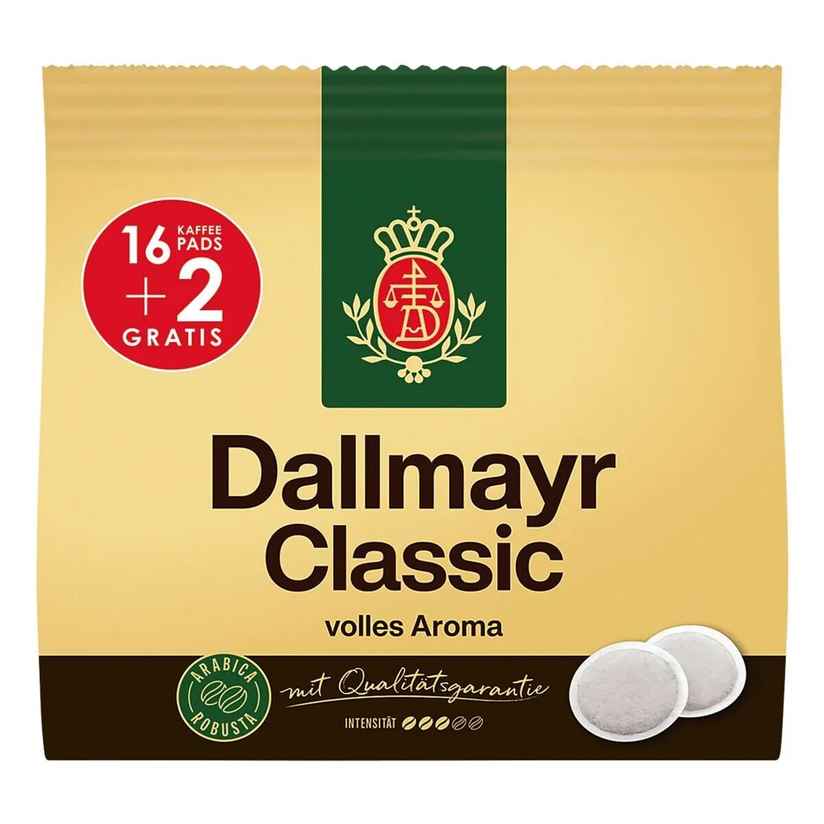 Dallmayr Kaffee Classic, 18 Kaffee-Pads, aromatischer Geschmack, einfache Zubereitung, frisch geröstet