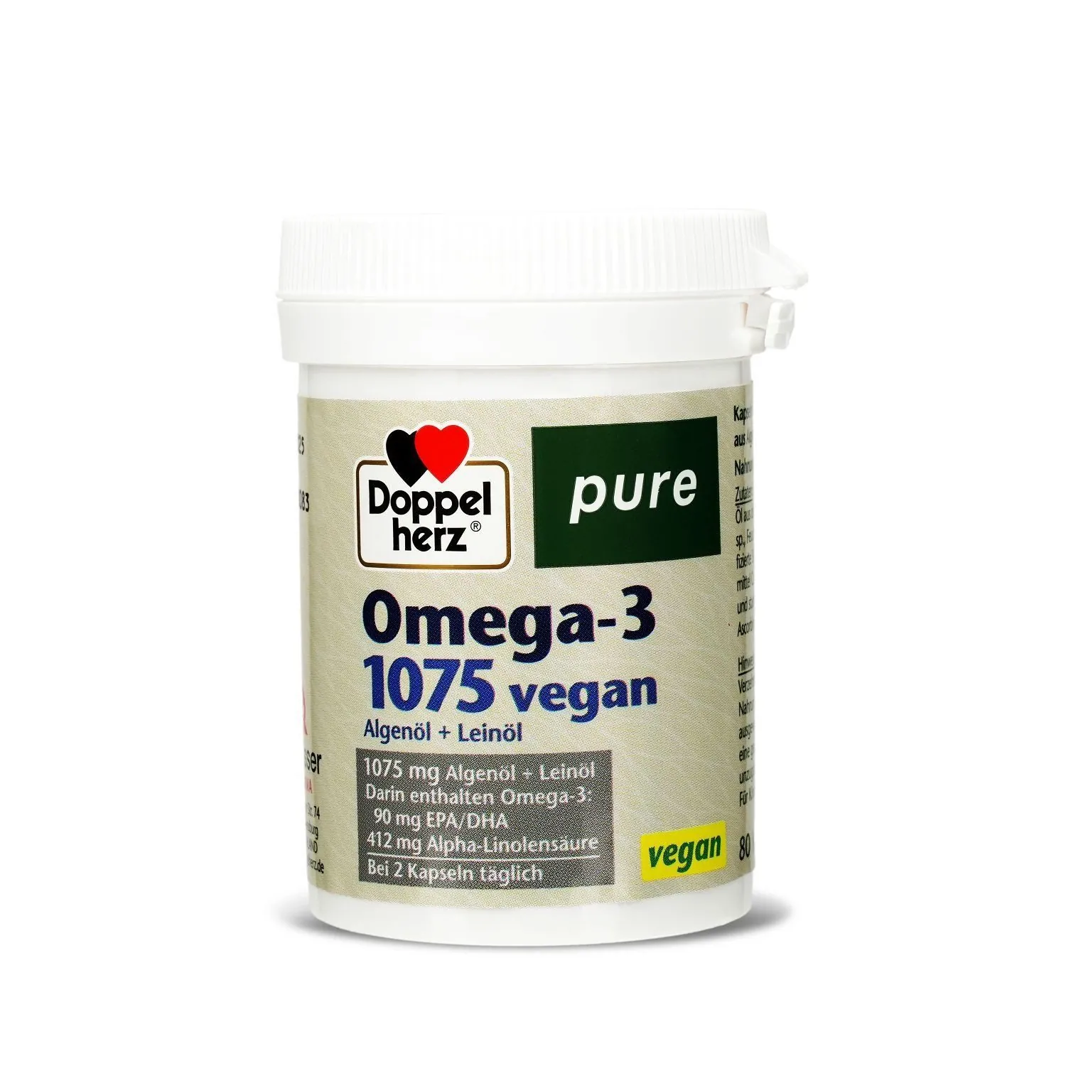 Doppelherz Omega-3 1075 vegan Kapseln, kleine leicht schluckbare Kapseln, 80 Stück 3