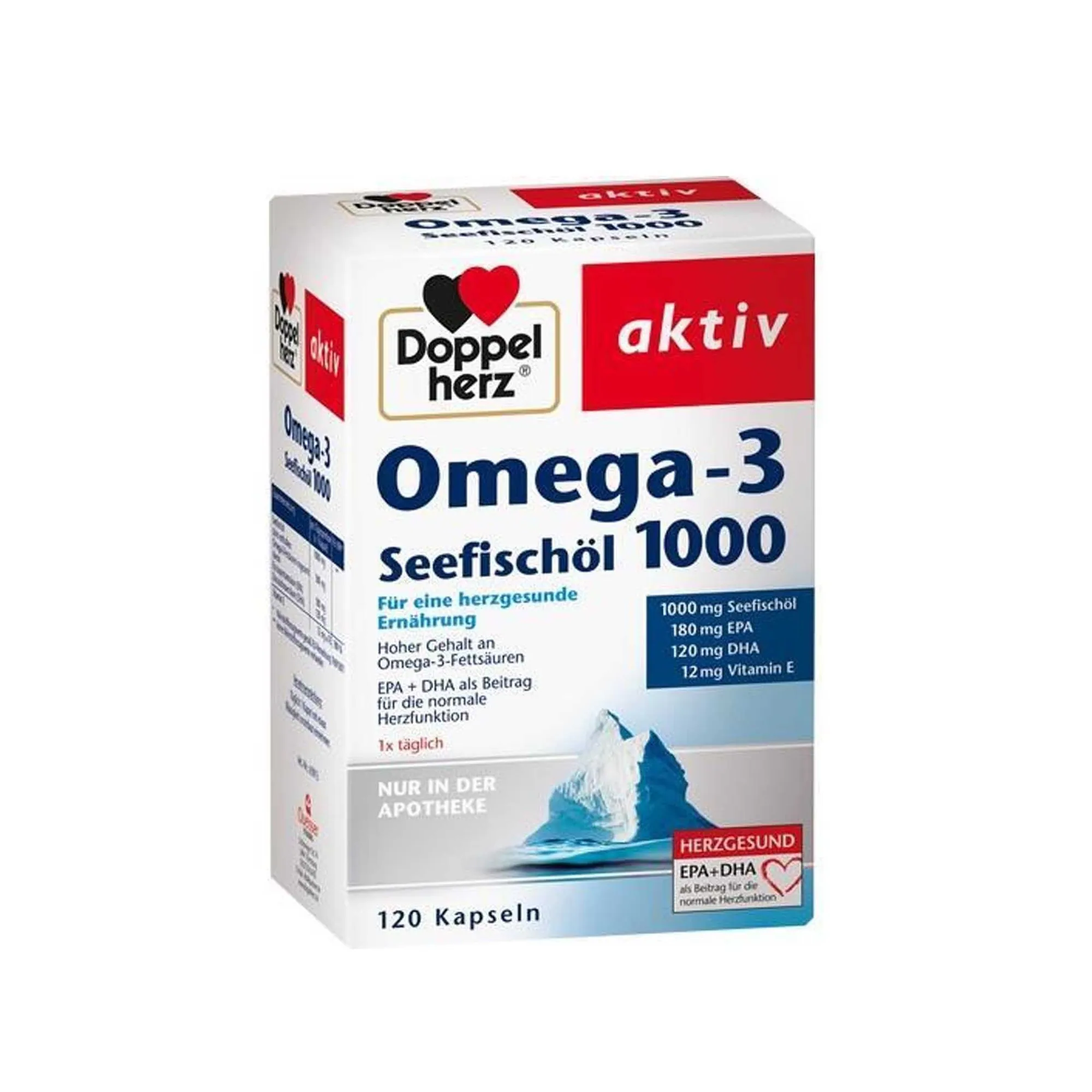 Doppelherz Omega-3 Seefischöl 1000 Kapseln, hohe Dosierung, gut verträglich, Vorratspackung