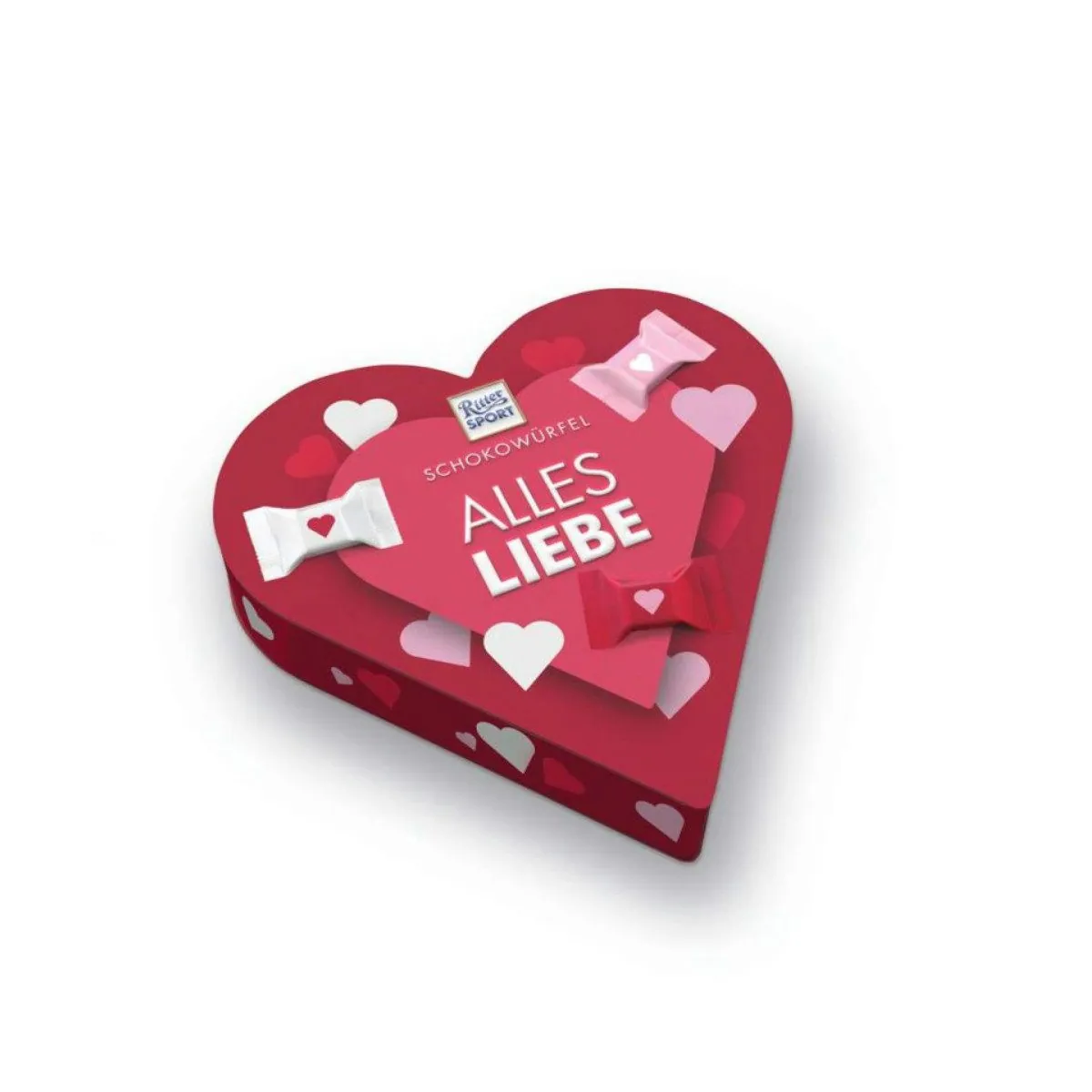 Ritter Sport Mini Schokowürfel Mischung Herzbox, 119 g Abwechslung in der Geschenkbox