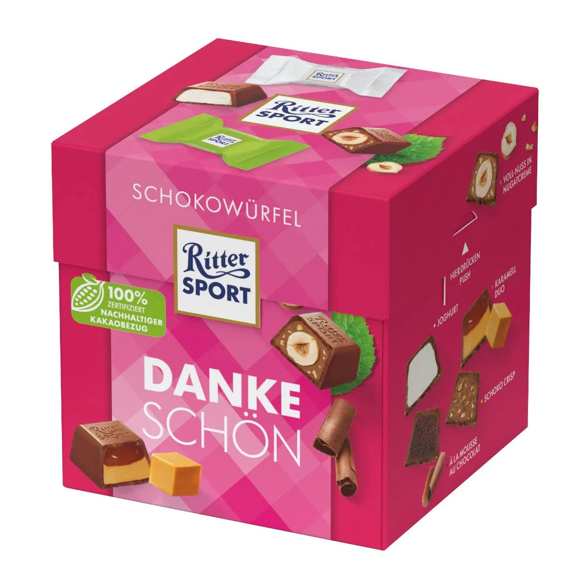 Ritter Sport Schokowürfel Dankeschön Box, 22 Sorten, ideale Geschenkverpackung — 176g