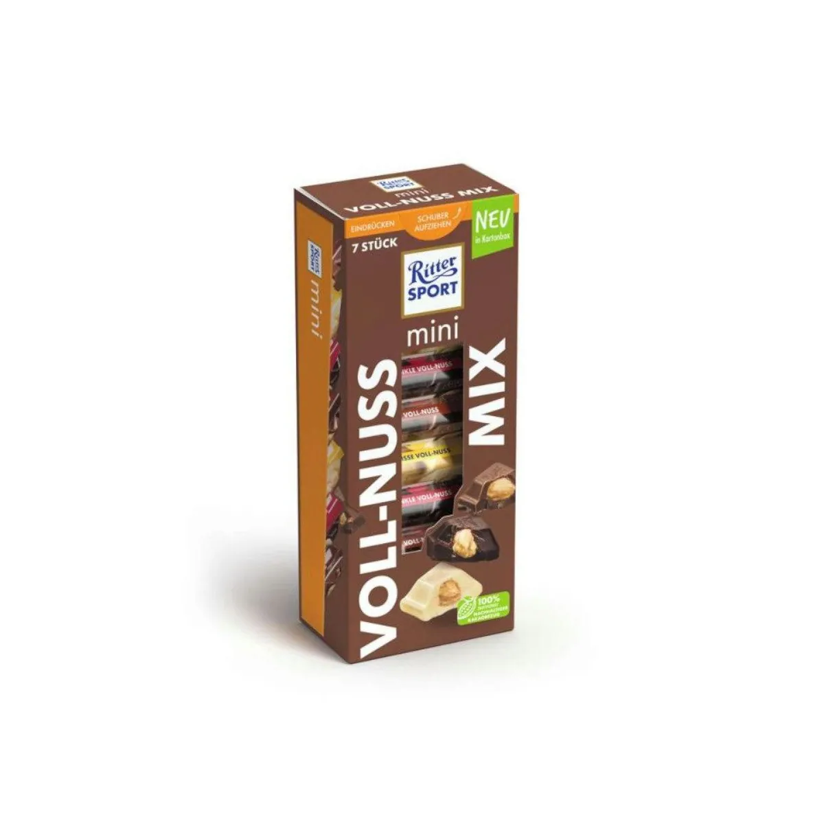 Ritter Sport Mini 7er Voll-Nuss Mix, 116g — knackige Nüsse, zarte Schokolade, ideal zum Teilen