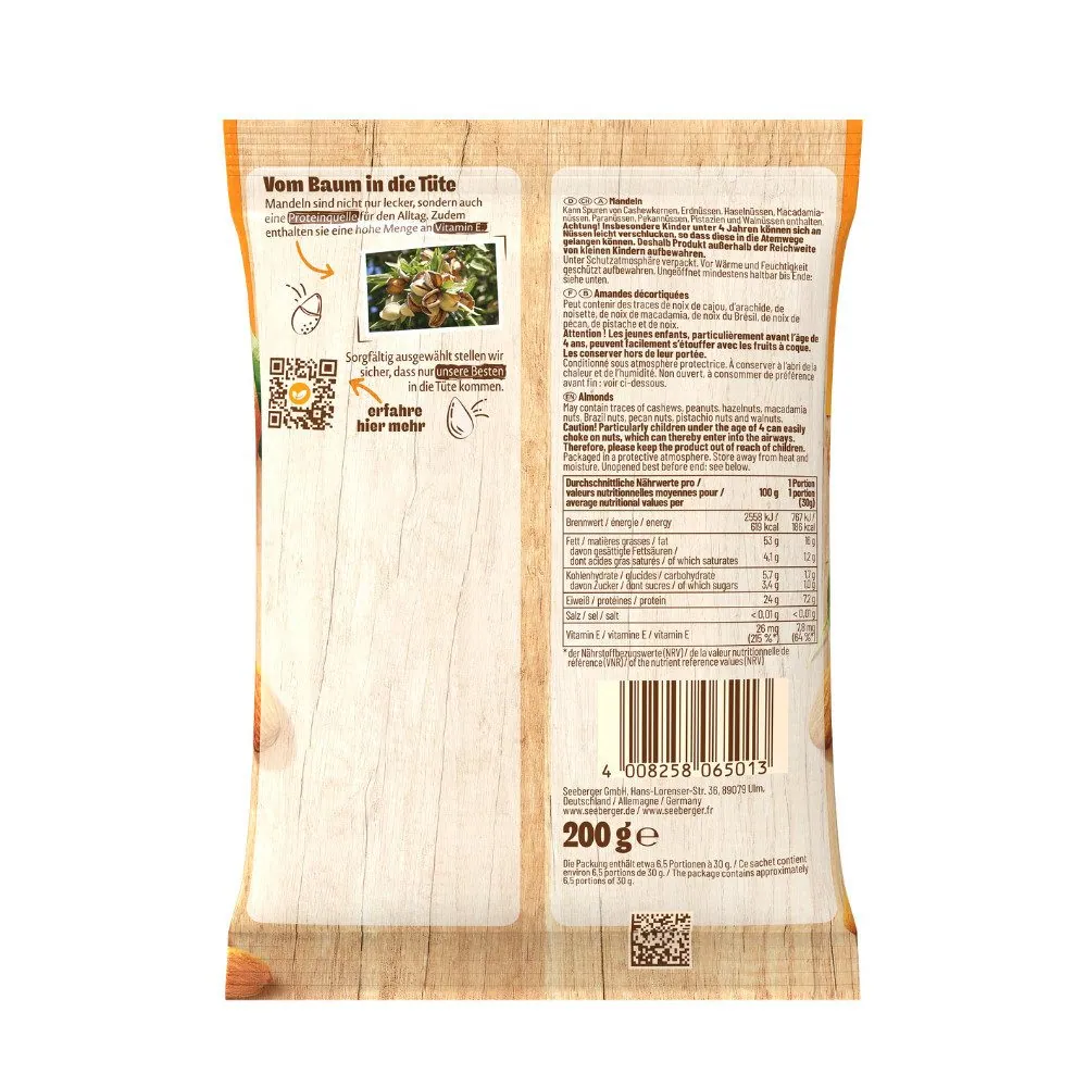 Seeberger Mandeln Multipack, 5 x 200 g, naturbelassen, proteinreich 2