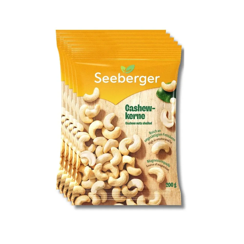 Seeberger Cashewkerne Multipack, reichhaltig, vielseitig, knusprig — 5 × 200 g