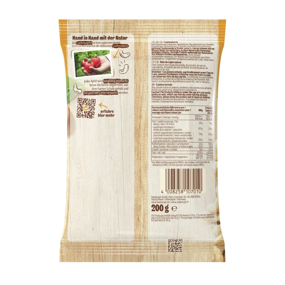 Seeberger Cashewkerne Multipack, reichhaltig, vielseitig, knusprig — 5 × 200 g 2