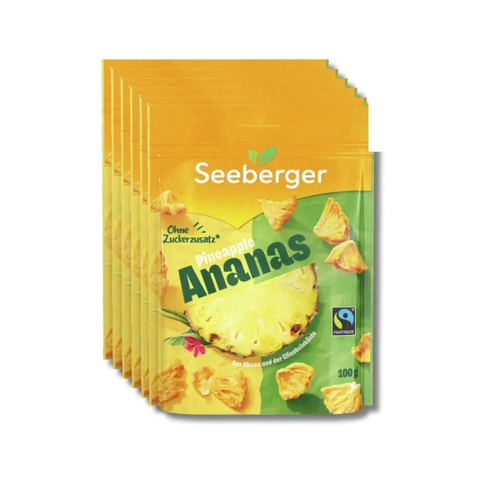 Seeberger Trockenfrüchte Ananas ungezuckert, fairtrade, 6×100 g