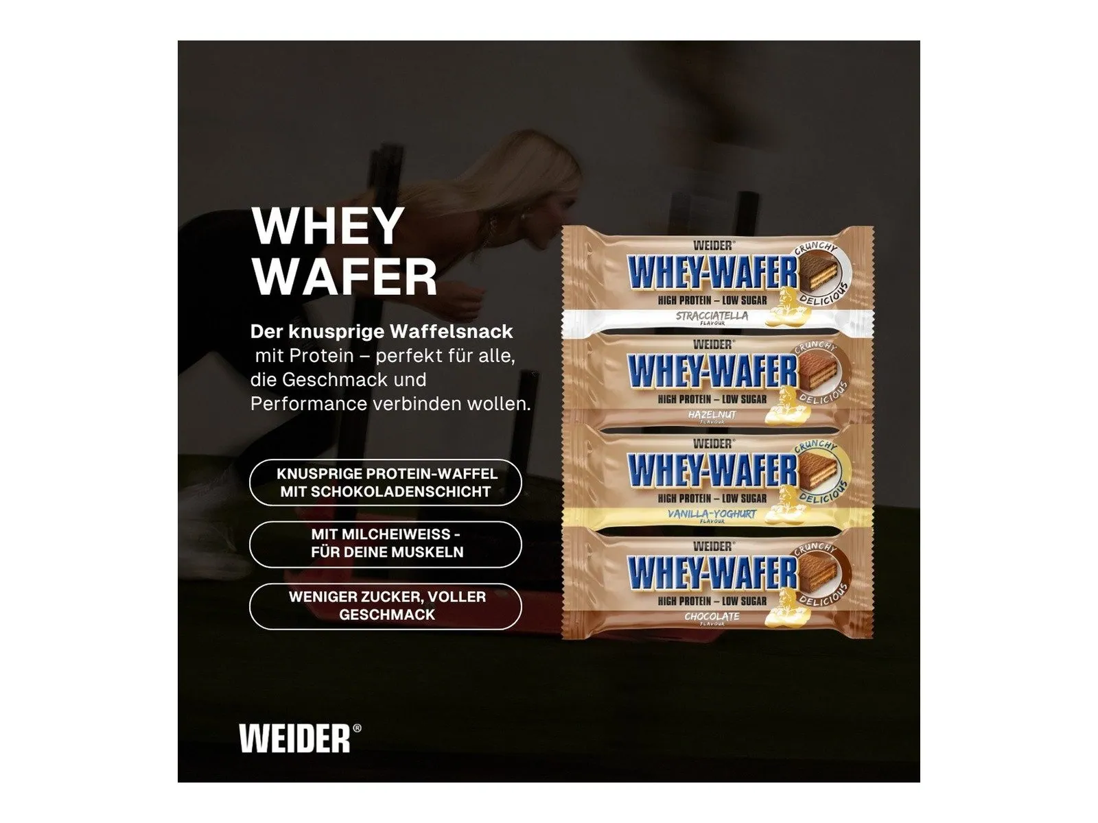 Weider Whey Wafer Bar, proteinreicher Snack, niedriger Zuckergehalt, Vielzahl an Geschmacksrichtungen 2