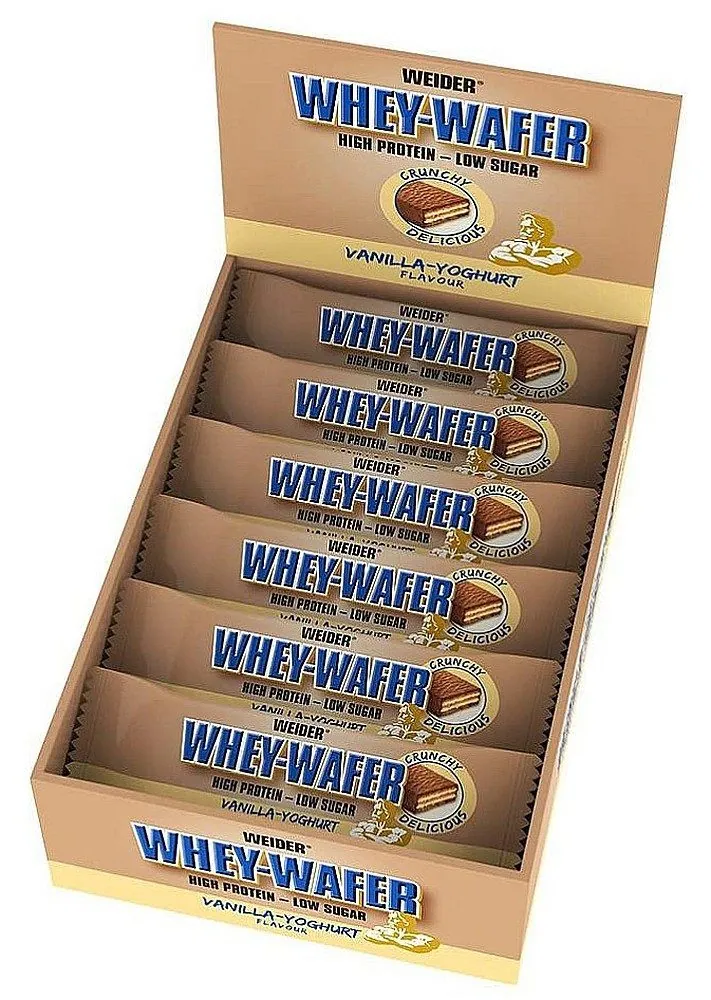 Weider Whey-Wafer, 12 Riegel à 35 g, hoher Proteingehalt, leckere Geschmacksrichtungen, Vollmilchschokoladenüberzug